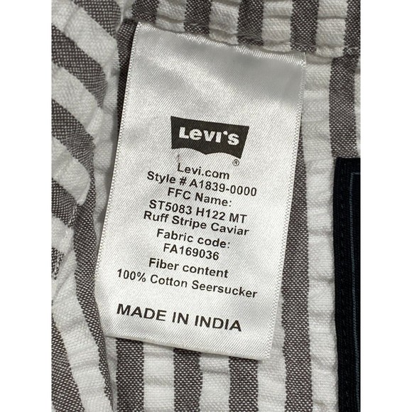 Levi's Mens M White Gray Striped Half Zip Pullover Long Sleeve Jacket - Picture 6 of 10